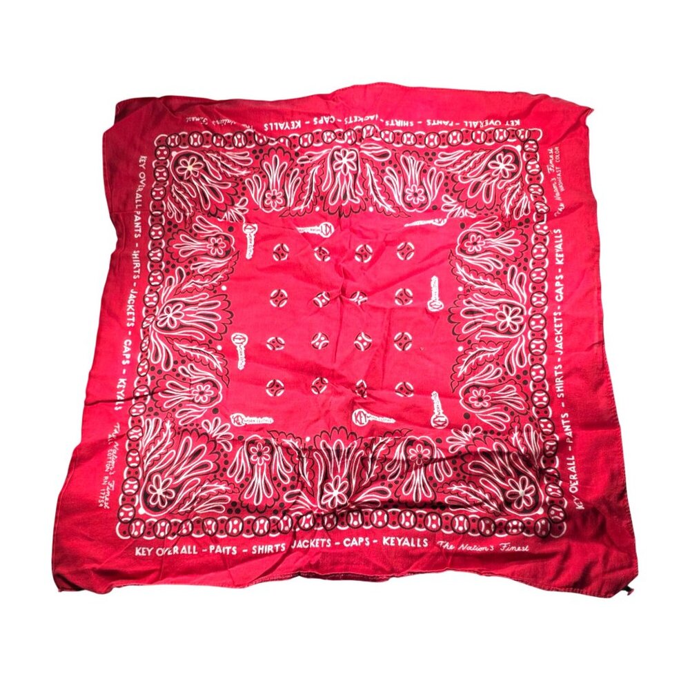 Key Work Clothes Red Cotton Bandana Vtg Washfast Print The Nations Finest biker